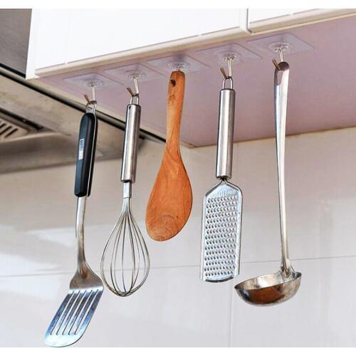 6Pcs/lot Bearing 3KGS Transparent Self-adhesive Strong Wall Hook Clover Kitchen Hooks Waterproof Bathroom Kitchen Accessories T