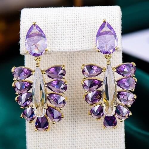 SORAMOORE Luxury Sparkling Elegant Flower Boom Full Micro Cubic Zirconia Pave Women Bridal Engagement Earring Jewelry Addiction