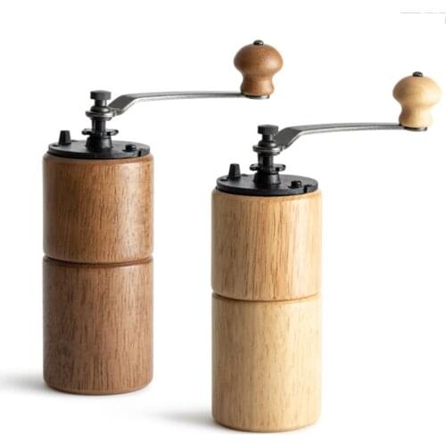 Manual Coffee Bean Grinder Wooden Mill with Cast Iron Burr Large Capacity Hand Crank Portable Travel Camping