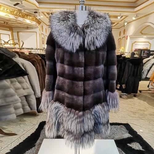 WINTER PALACE 2020 fashion Winter Mink Coat Fox collar Imported velvet grade mink fur coat International catwalk style 13-1922