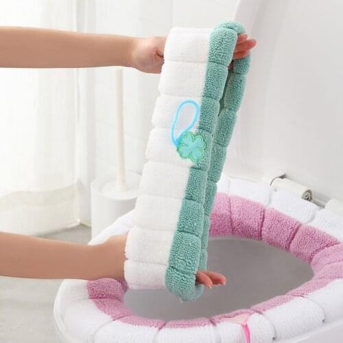 Bathroom Toilet Seat Acrylic Fabric Warm Seat Pad Washable Toilet Seat Cushion 12.2 inches Diameter Toilet Lid Accessories