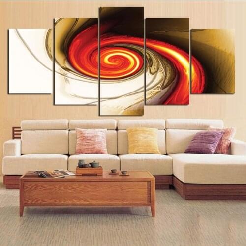 Modern Abstract Art Wall Poster Brown Swirl Printed Canvas Oil Painting Home Decor Bedroom Mural Five Piece Set Without Frame