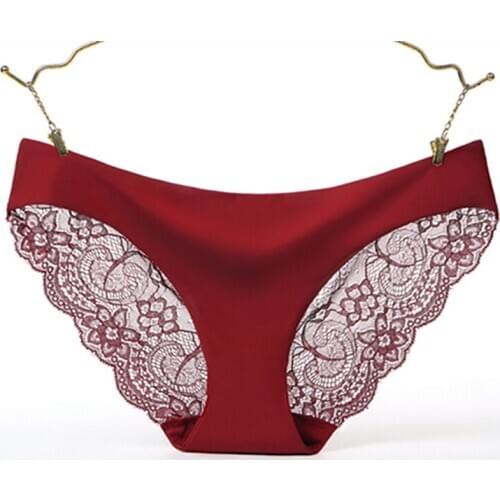 BZEL Womens Seamless Panties Lace Panties Sexy Underwear Women Transparent Silky Womens Panties Solid Ladies Briefs Plus Size