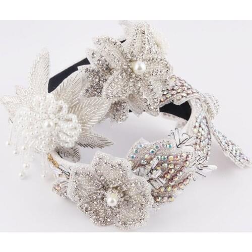 Gorgeous style crystal inlaid rhinestone headband New Fashion Baroque inlaid color rhinestone crystal flower leaf Headband 840