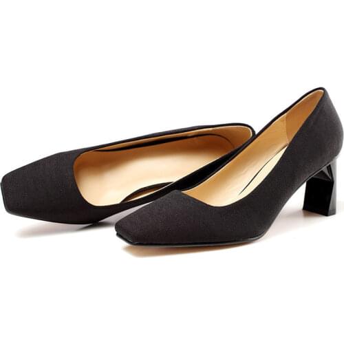 2020 Best selling single shoes fashion solid color square head shallow mouth with womens shoes sexy charm work shoes