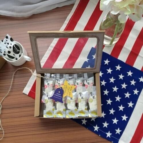 10pcs/lot Kraft Paper Paper Gift Box With Window Wedding Kraft Paper Cake box Food Packaging Candy Cookies Cupcake packaging box