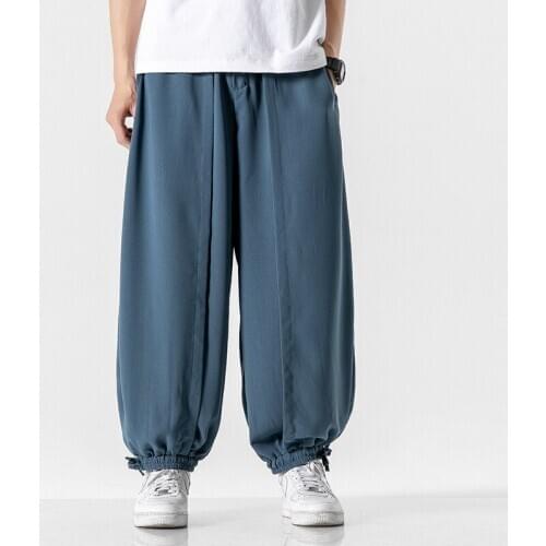 #2556 Spring Summer Plus Size 4XL 5XL Retro Mens Joggers Pants Loose Elastic Waist Casual Cotton Linen Hip Hop Vintage Pants Men