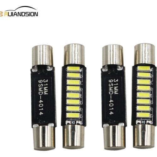 4x White 28mm 31mm 4014 9SMD Fuse Vanity Mirror Light Bulb Festoon 6614 Fuse LED Light 6641 Car Interior Sun Visor Vanity Light