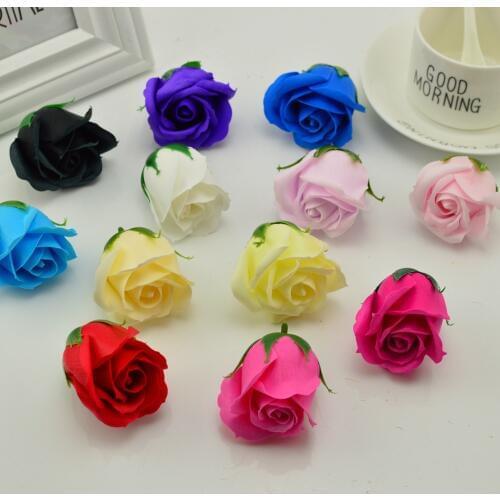 5pcs 5x6cm Cheap soap rose head romantic wedding Valentines Day gift decoration family banquet clip art artificial flowers