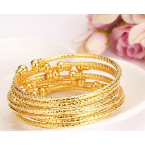 Bangrui 6pcs/lot Fashion Style Dubai Gold Jewelry Gold Color Bangles For Dubai Bangles & Bracelets Dubai/Africa Jewelry