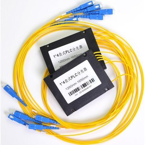 Free Shipping ABS Box Fiber Optical PLC Splitter 1x4 SC/UPC Connector 2.0mm 1m