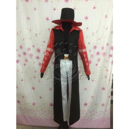 One piece Mihawk Cosplay Costume set coat+pant+hat