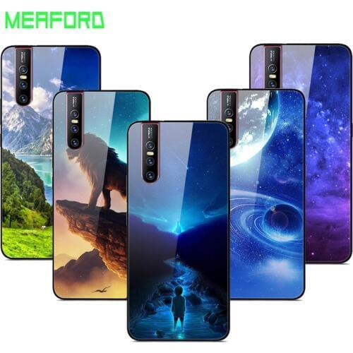 For VIVO V15 Pro Case VIVOV15 Pro Tempered Glass Planet Space Cover Glass Back Case for VIVO V15 Pro V15Pro V 15 Pro Coque Shell