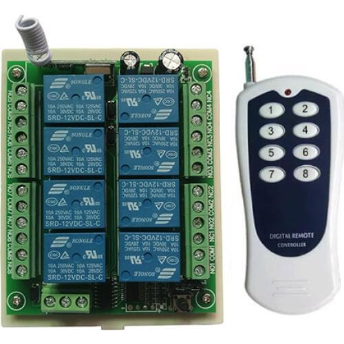 DC 12V 24V 8 CH Channels 8CH RF Wireless Remote Control Switch System,315/433 MHz Transmitter and Receiver/Garage Doors/ lamp