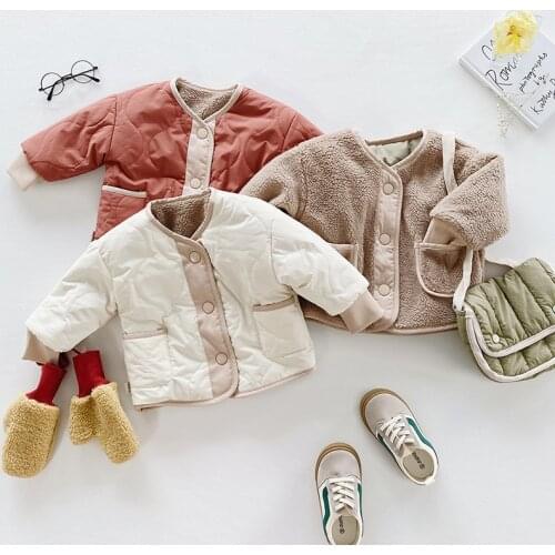 Childrens Clothing 2021 Baby Boy Coat Girl Clothes Single-breasted Outwear 2-sided Wear Winter Newborn Clothes Kids Tops Casual
