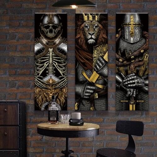 Print Figure Painting King Warrior for Living Room Home Decor Bar Tiger Animal Wall Art Picture Canvas No Frame