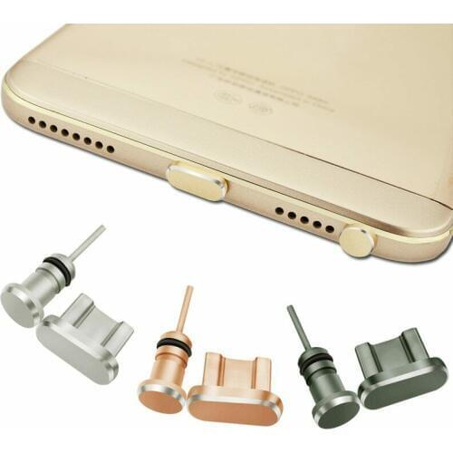 Aluminum Android Dust Plug Set Micro USB Port + Earphone Jack Plugs Sim Card Needle For Smartphone