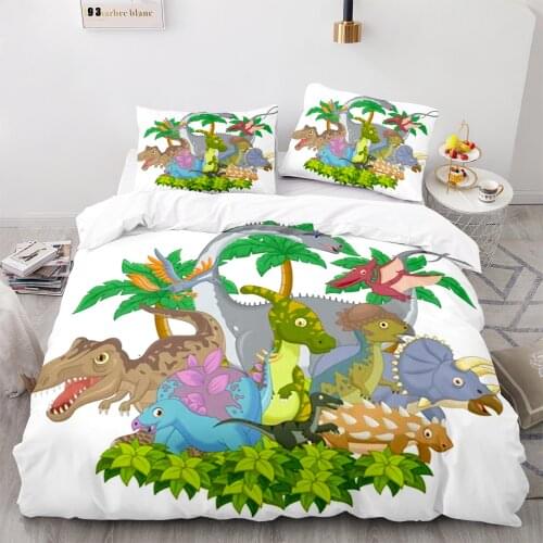 Dinosaur Bedding Set Single Twin Full Queen King Size Animal Dinosaur Bed Set Childrens Kid Bedroom Duvetcover Sets 004