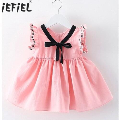 Baby Girls Summer Wedding Dresses Newborn Baby Cute Ruffled Lace Sleeve Princess Birthdays Party A-line Dress For Bebe Girls