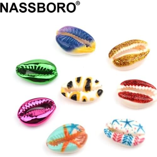 10-17mm Colorful Different Plated Natural Shell Beads Charm Cowrie Tribal Diy Bracelet Necklace Jewelry Making Materials Diy