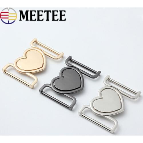 Meetee 2/5pcs 40mm Metal Coat Belt Button Heart-shaped Buckle Windbreaker Combination Decorative Buttons DIY Clothing Accessory