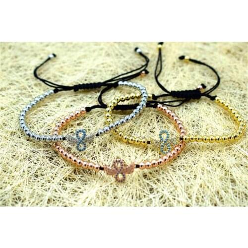 Micro-inlaid zircon figure 8 ∞ bracelet copper bead weaving fashion personality
