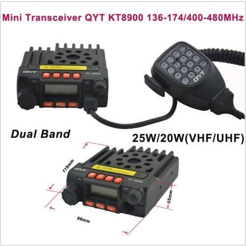 Mini Transceiver QYT KT8900 136-174/400-480MHz two way radio Dual band mobile transceiver Color Black