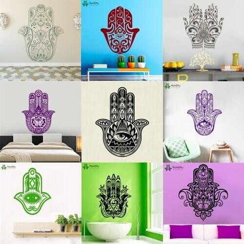 Wall Stickers Art Cute Hand Of Fatima Hamsa Yoga Bedroom Livingroom Decals Mandala Vinyl Removable home decor Murals HY9973