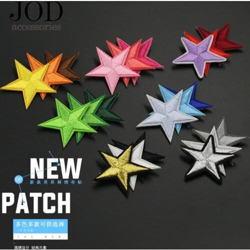 Star Iron on Patches for Clothing Embroidery Clothes Patch Applique Stripe Sew on hat Sticker Transfer Pentagram Badges