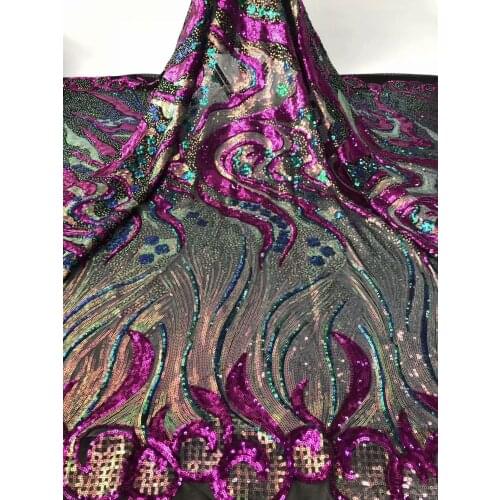New arrival African Sequins Lace Fabric Nigerian French Net Lace Fabric High Quality Sequine Lace For Wedding Dress 5Yards
