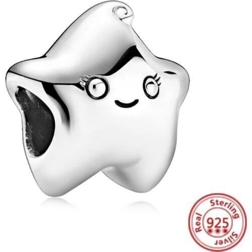 New Original Cute Star Smiley Charm Bead fit Pandora Charms Silver 925 Beads Bracelet DIY Women Jewelry Gift