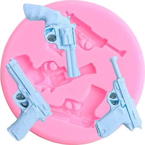 Pistol ​Silicone Mold Baby Birthday ​Cupcake Topper Fondant Cake Decorating Tools Chocolate Making Mould Resin Clay Candy Molds