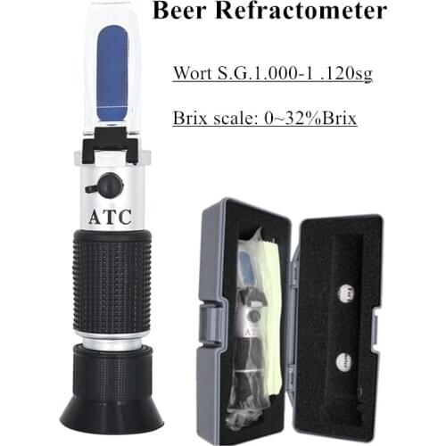 Brix Refractometer for Beer Wort Refractometer, Dual Scale - Specific Gravity 1.000-1.300 and Brix 0-32% with retail box 44%off