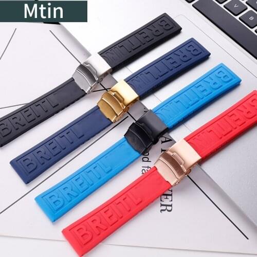 22mm24mm rubber strap mens watch accessories For Breitling strap outdoor sports waterproof wristband bracelet ladies watchbands