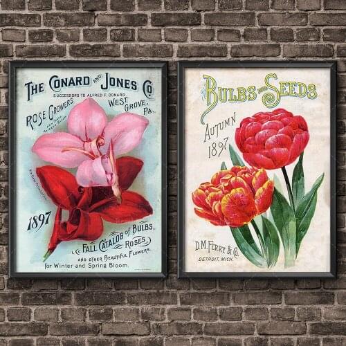 Retro kitchen plant art, retro garden book cover, plant wall art prints, modern home decoration, natural print decoration poster