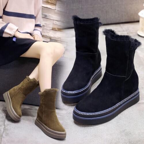 Autumn and winter plus velvet snow boots flat womens boots casual warm womens shoes