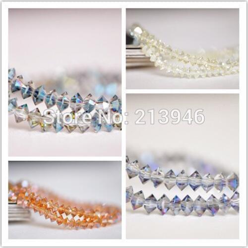 3*6MM 185Pcs/Pack Mix 4 Colors UFO Tone Glass Crystal Strand Jewelry Loose Beads