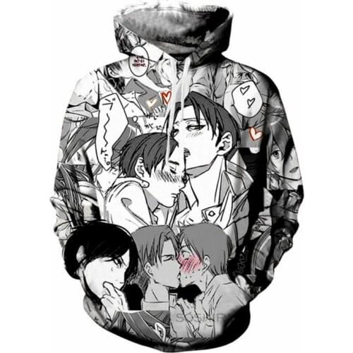 SOSHIRL Anime Hoodie Sweet Boys Love Hoodies Sexy Man Long Sleeve Winter Pullover Manga Harajuku Unisex Hipster Sportwear Tops