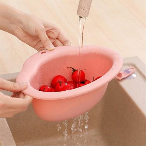Kitchen Triangular Sink Strainer Drain Kitchen leaking basket Vegetable Fruit Drainer Basket Suction Cup Sponge Rack