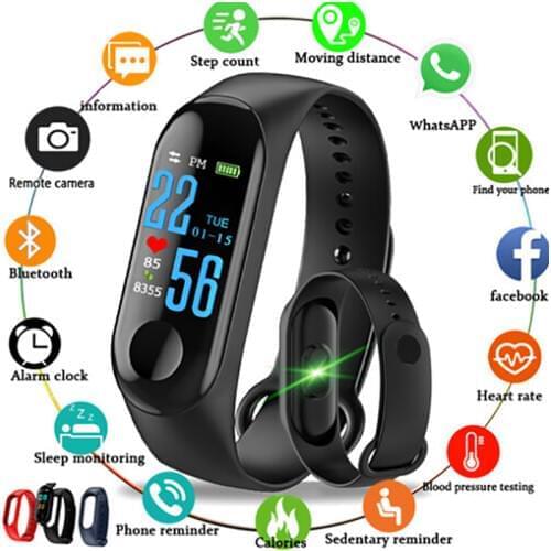 M3 Smart Bracelet Heart Rate Blood Pressure Health Waterproof Smart Watch M3 Bluetooth Watch Wristband Fitness Tracker