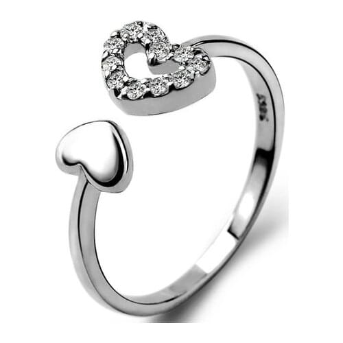 REETI 925 Sterling Silver Heart Open Rings For Women Vintage Style Lady Prevent Allergy Sterling-silver-jewelry