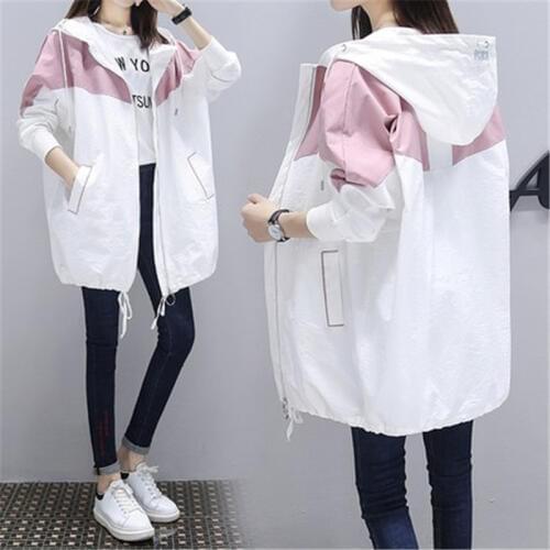 Meidum Long Spring Autumn Trench Coat New 2020 Fashion Women Casual Hooded Patchwork Color Plus Size Korea Windbreaker Outerwear