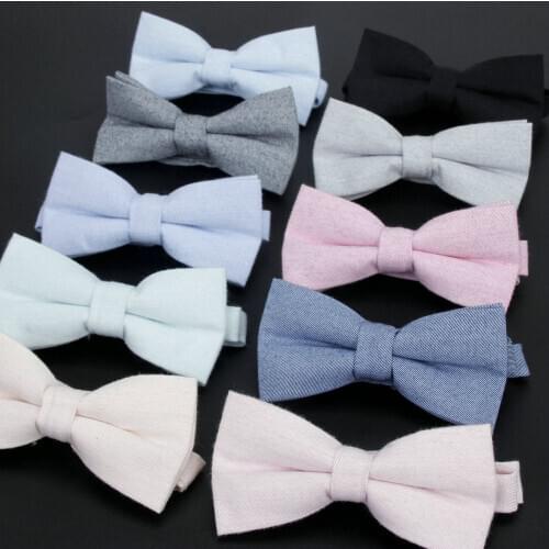 Solid Color Bowtie Formal Cotton Bow Tie For Man Classical Casual Bowties Colorful Butterfly Wedding Party Pet Tuxedo Neck Ties