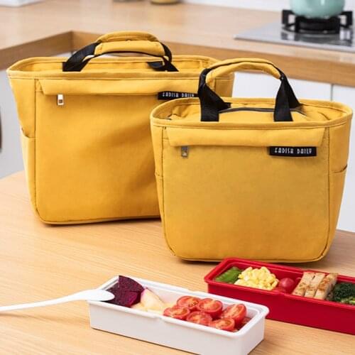 1PCs Fresh Cooler Bag Nylon Portable Zipper Thermal Lunch Handbags Picnic Box Tote Food Bags Bento Pouch Container Food Storage