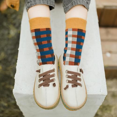 Baby Lotus 2 Pairs Winter Plus Thick Terry Kids Socks Plaid Patchwork Cotton Christmas Socks Toddler Boy Socks Long Socks Girls