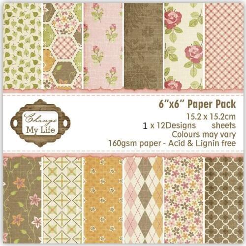 KLJUYP 12 Sheets Change My Life Scrapbooking Pads Paper Origami Art Background Paper Card Making DIY Scrapbook Paper Craft