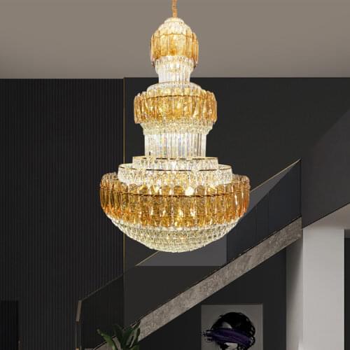 American Modern Crystal Chandelier LED Light Big Long European Crystal Chandeliers Lights Fixture Hotel Home Indoor Lighting