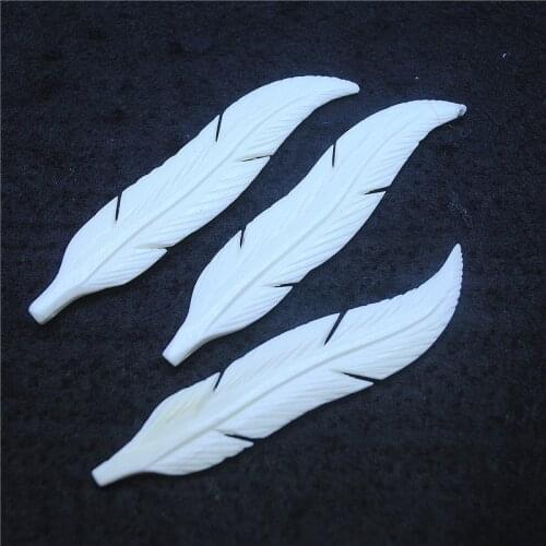 2PCS new arrivals nature handmade bone beads feather shape white color charms beads accessories jewelry findings nature colors