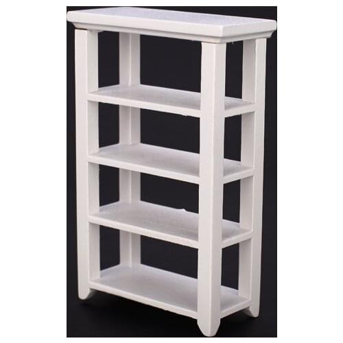 New Doll House Shelf White 1:12 Dollhouse Miniature Furniture Birch Wooden Study Dolls Accessory Classic Toys Gift for Children