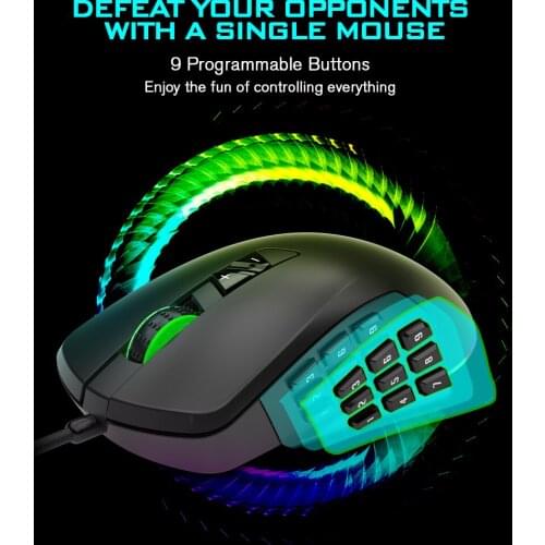 AJAZZ GTI Ergonomic Modular Gaming Mouse RGB Backlit Number Mouse 14 Programmable Buttons Gaming Mice For PC Laptop Desktop